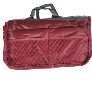 Purse Organizer Travel Bag Maroon Red‎ Wine Essentials Kit